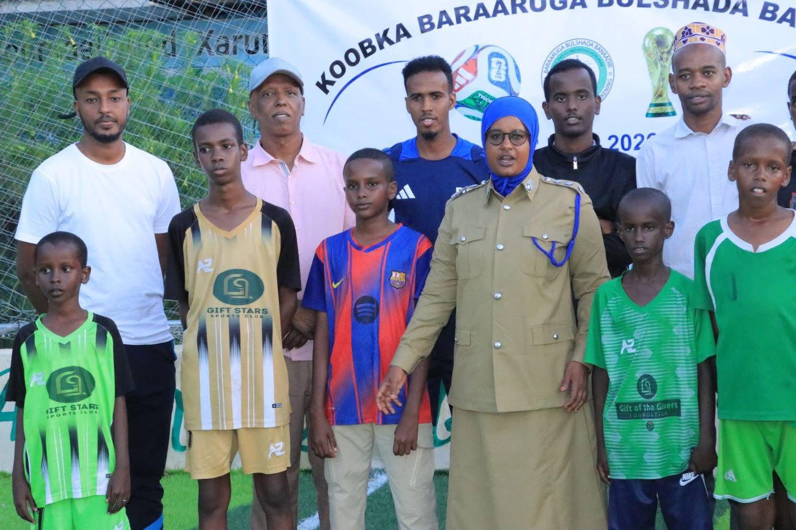 Community football event, packed stands